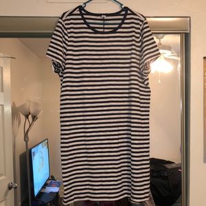 White and Navy Blue Striped dress